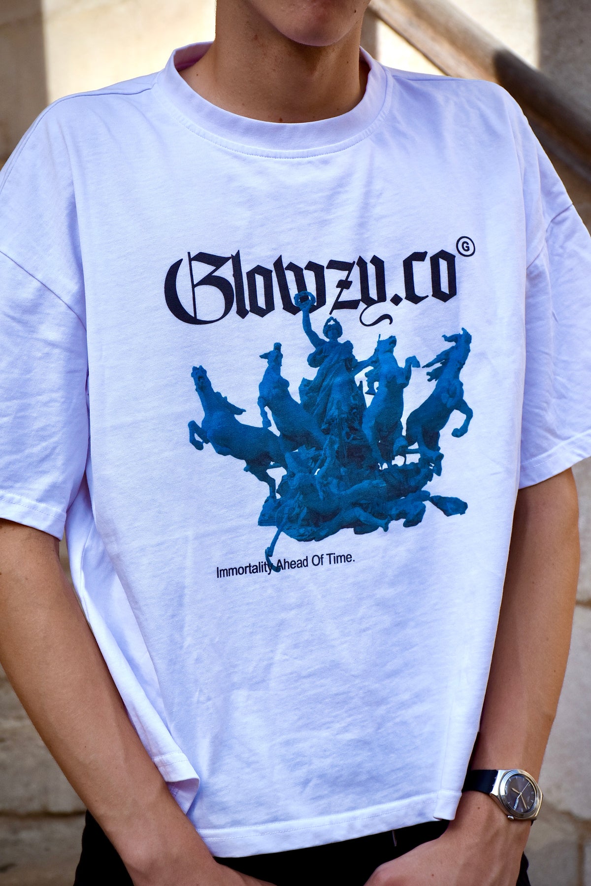 "Out Of Time" tee (bleu)